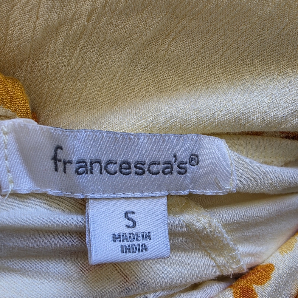 Francesca’s Yellow Floral Cutout Midi Dress S Boho Cottagecore Summer Sundress - Picture 7 of 8